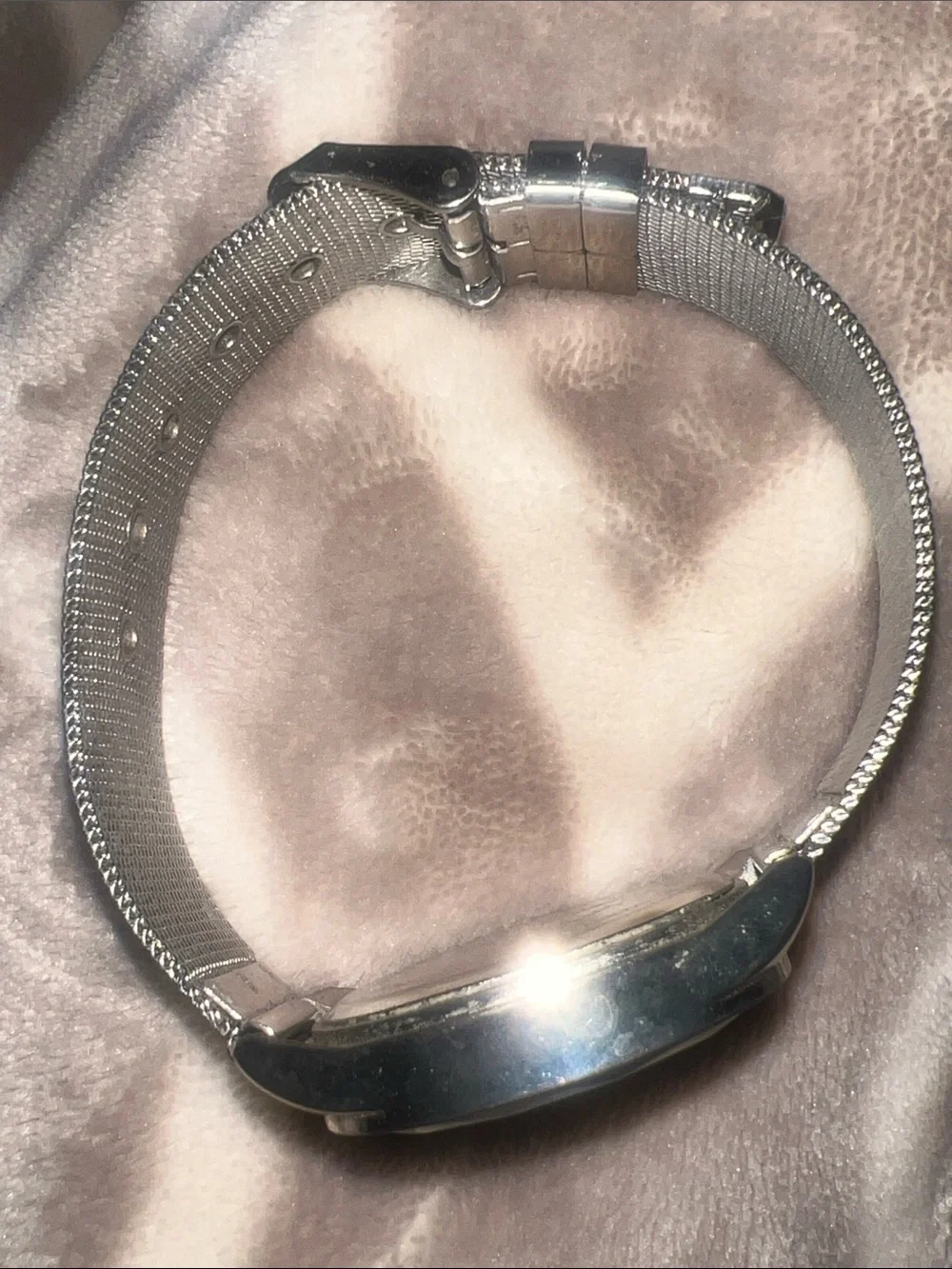 Kim Rogers Silver-Tone Mesh Band Watch with Crystal Markers
